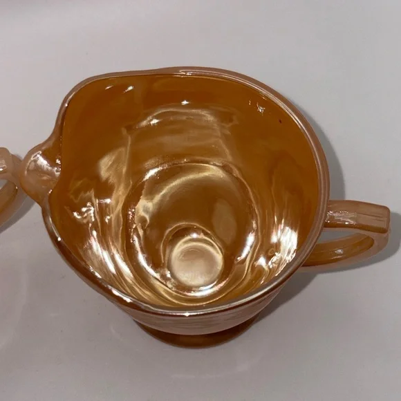 🍑 Vintage Fire King Peach Luster Cream & Sugar Set 🍑 - Picture 6 of 12